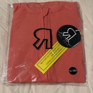NWT Coral Ribbed Zippy - 12-18M